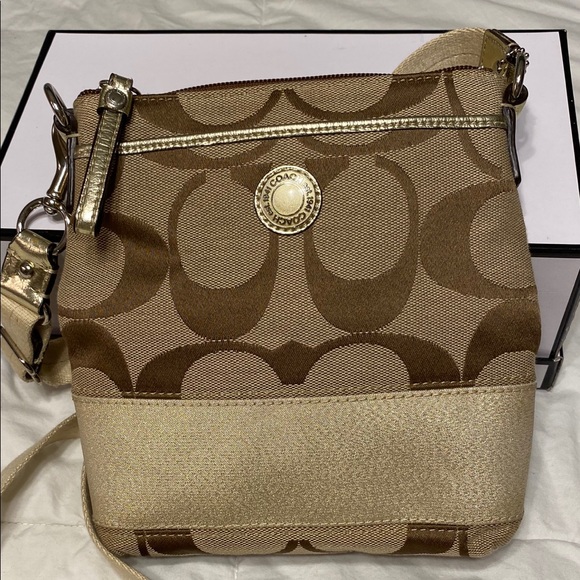 Coach Crossbody in Gold and Tan - Picture 2 of 8